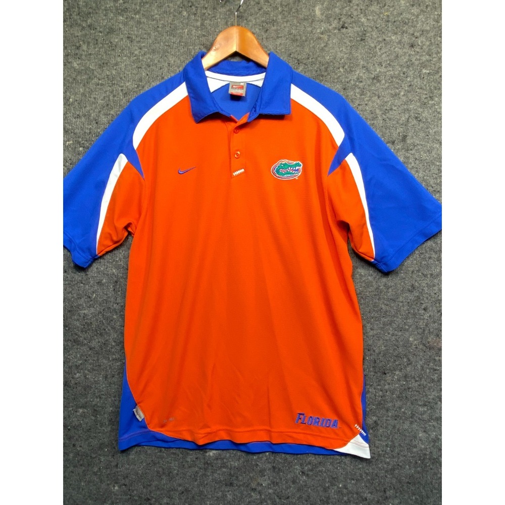 Nike Dri-FIT Florida Gators Polo Shirt Mens Medium Orange Blue Golf Team Apparel